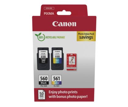Tusz Canon Zestaw 2 tuszów PG-560 + CL-561 + papier foto 50 szt